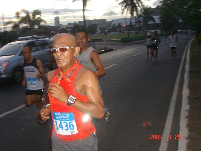 I was serous in my run while my son was having fun!