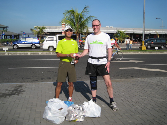 Mark Robinson of Nottinghamshire, England With The Bags Of Shoes