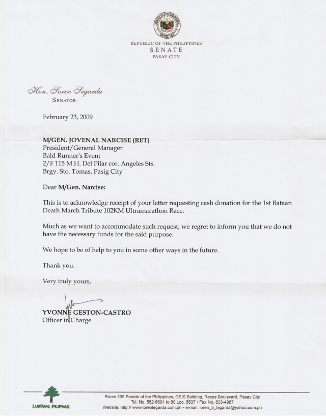 Letter From Senator Loren Legarda