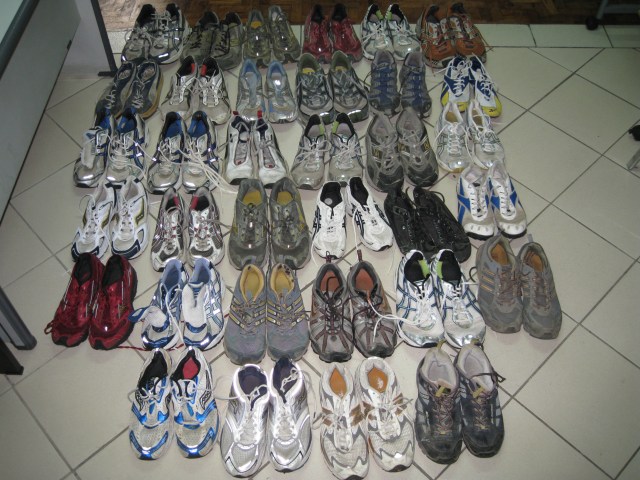 34 Pairs of Running Shoes Displayed On The Floor