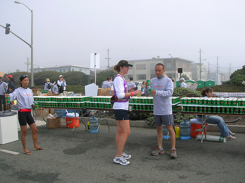 Another View of a Water Station in a Marathon Race (Courtesy of Rick Gaston)