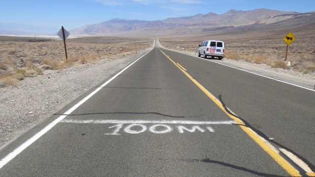 The White Paint Line On The Left Edge of the Road. 35 Miles To Go!