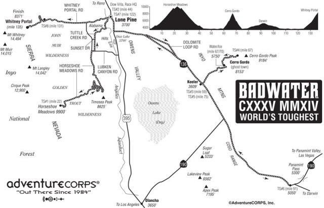 Route Of The New Badwater 135 Ultra Marathon