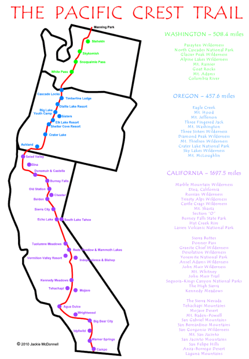 Pacific Crest Trail Route