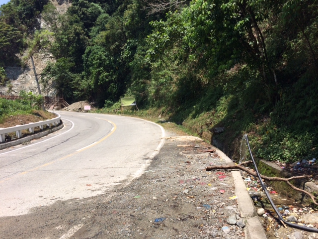 Free-Flowing Water on the Right Side of the Road Near a Landslide Repair/Construction